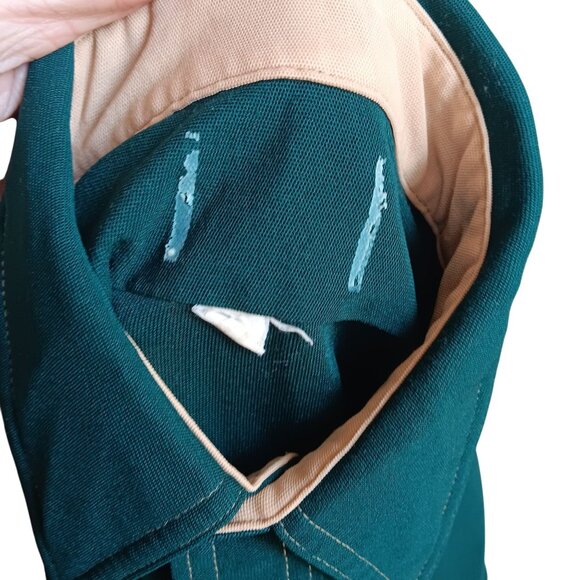 Men's Medium 16 Vintage Shirt 1970's Green Stretch Polyester Shirt Disco Collar - Picture 7 of 7